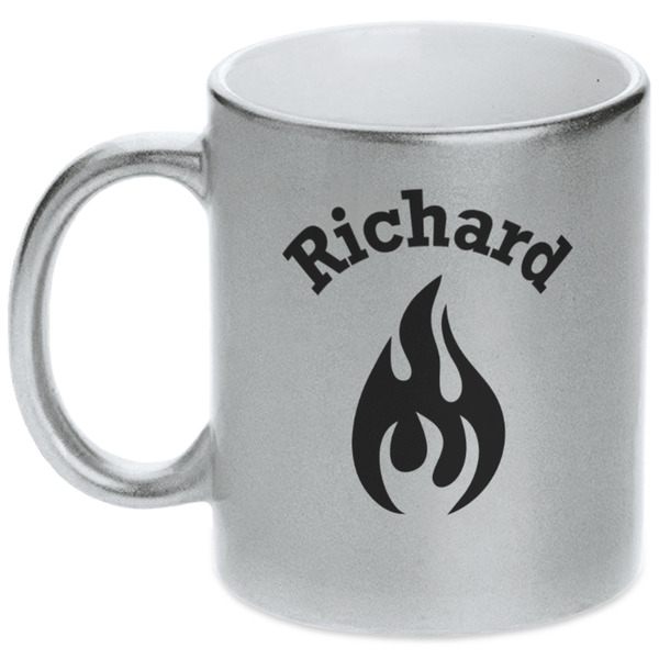 Custom Fire Metallic Silver Mug (Personalized)