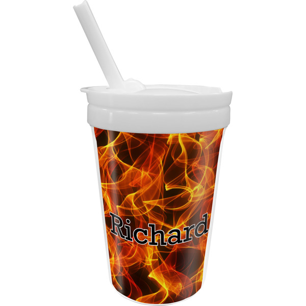 Custom Fire Sippy Cup with Straw (Personalized)