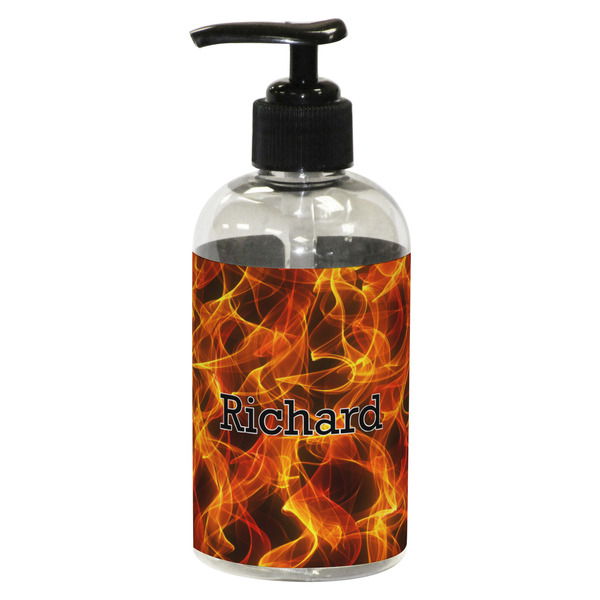 Custom Fire Plastic Soap / Lotion Dispenser (8 oz - Small - Black) (Personalized)
