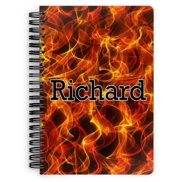 Custom Fire Spiral Notebook - 7x10 w/ Name or Text