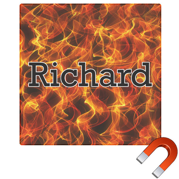 Custom Fire Square Car Magnet - 10" (Personalized)