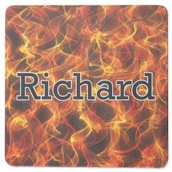 Fire Square Rubber Backed Coaster (Personalized)