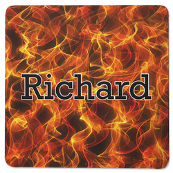 Fire Square Rubber Backed Coaster (Personalized)