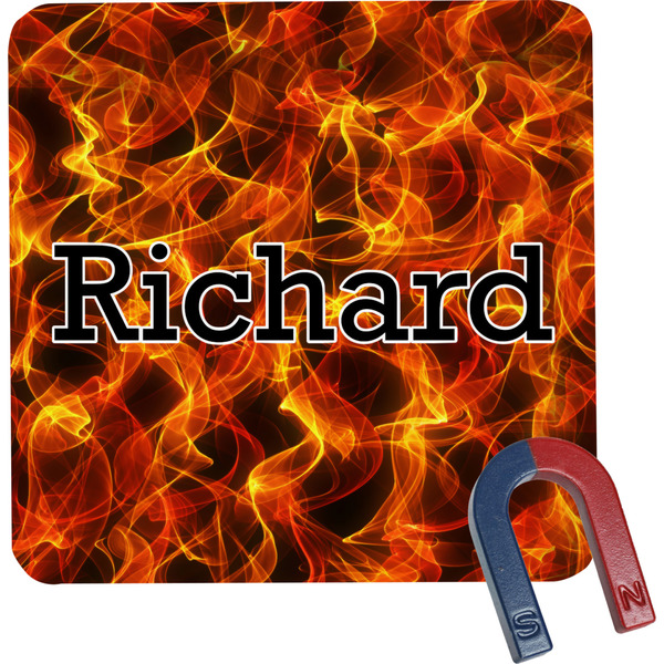 Custom Fire Square Fridge Magnet (Personalized)