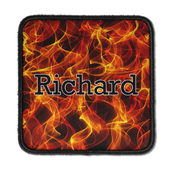 Custom Fire Iron On Square Patch w/ Name or Text