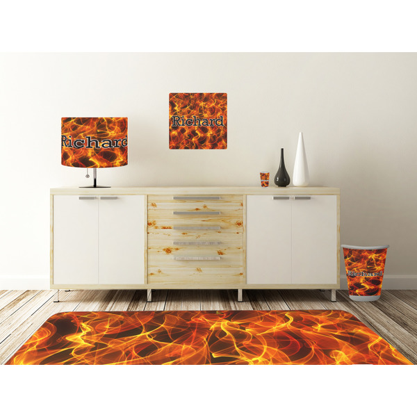 Fire Square Wall Decal Wooden Desk