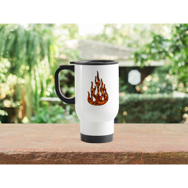 Fire Stainless Steel Travel Mug with Handle Lifestyle