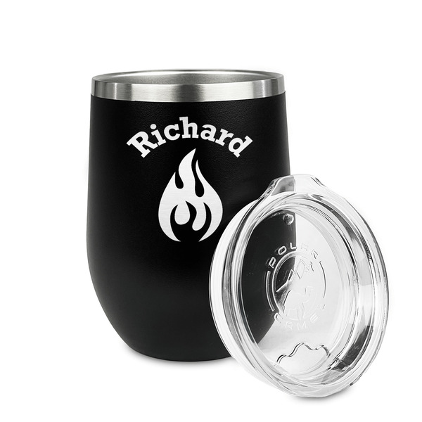 Fire Stainless Wine Tumblers - Black - Double Sided - Alt View