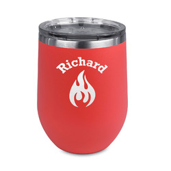 Fire Stemless Stainless Steel Wine Tumbler - Coral - Double Sided (Personalized)