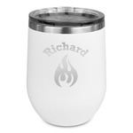Fire Stemless Stainless Steel Wine Tumbler - White - Double Sided (Personalized)