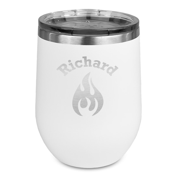 Custom Fire Stemless Stainless Steel Wine Tumbler - White - Double Sided (Personalized)