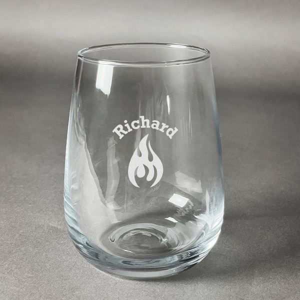 Custom Fire Stemless Wine Glass (Single) (Personalized)