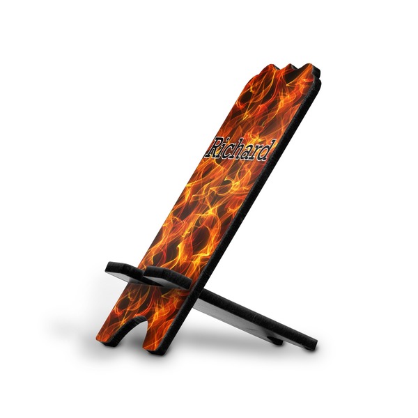 Custom Fire Stylized Cell Phone Stand - Small w/ Name or Text
