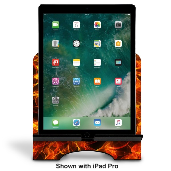 Fire Stylized Tablet Stand - Front with ipad