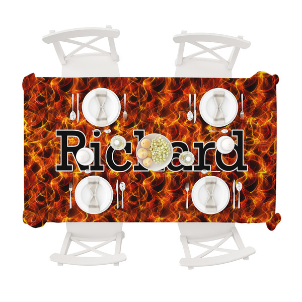 Fire Tablecloths (58"x102") - TOP VIEW (with plates)