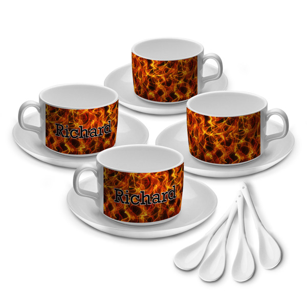 Custom Fire Tea Cup - Set of 4 (Personalized)