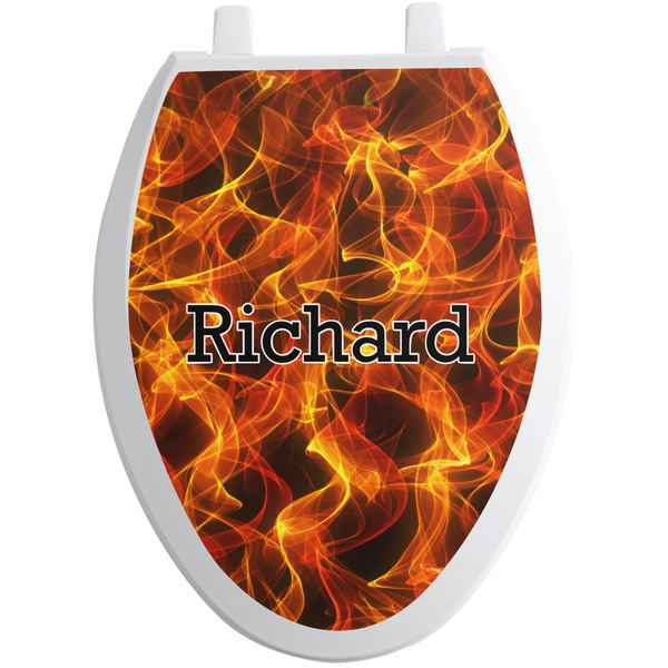 Custom Fire Toilet Seat Decal - Elongated (Personalized)