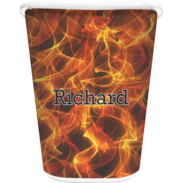 Custom Fire Waste Basket - Double Sided (White) (Personalized)