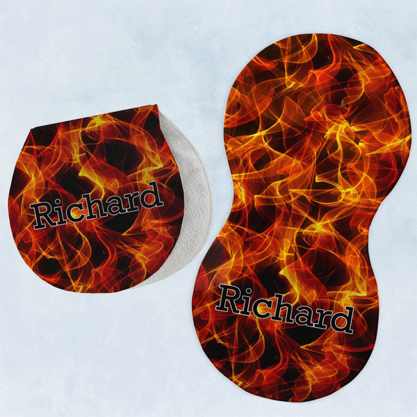 Custom Fire Burp Pads - Velour - Set of 2 w/ Name or Text