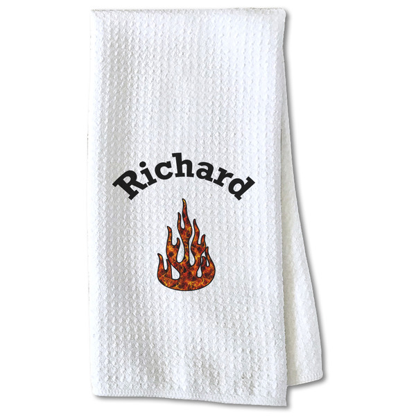 Custom Fire Kitchen Towel - Waffle Weave - Partial Print (Personalized)