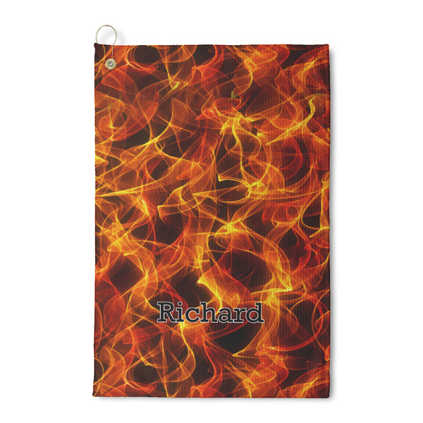 Custom Fire Waffle Weave Golf Towel (Personalized)