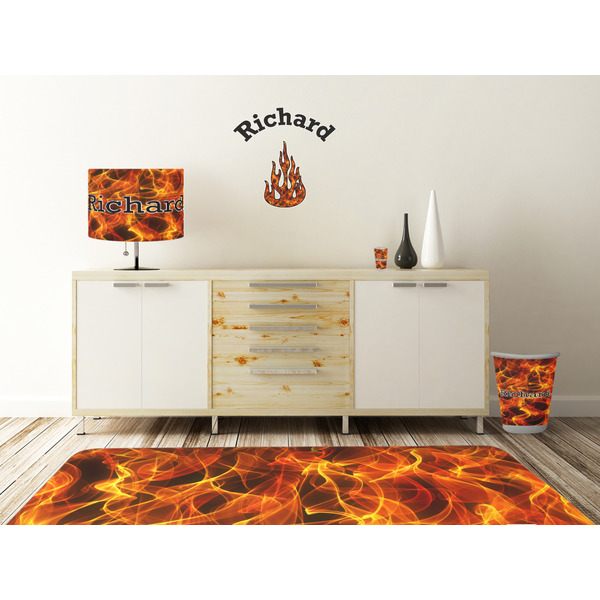 Fire Wall Graphic Decal Wooden Desk