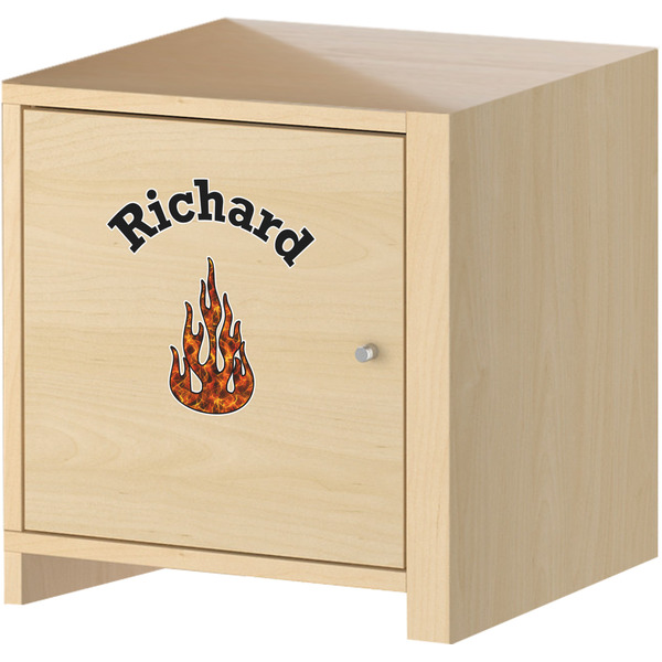 Fire Wall Graphic on Wooden Cabinet