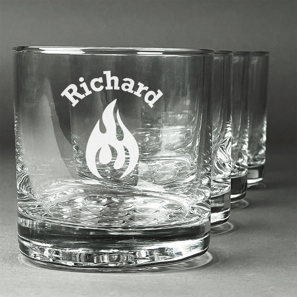 Custom Fire Whiskey Glasses (Set of 4) (Personalized)