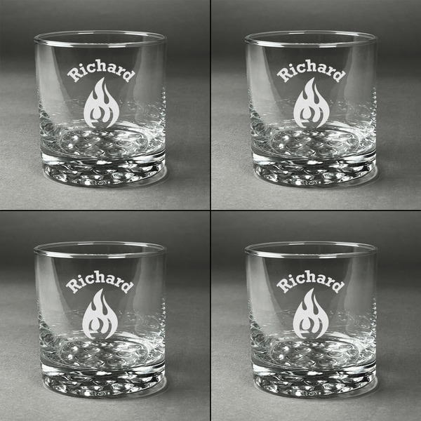 Fire Whiskey Glasses - Set of 4 all Engraved