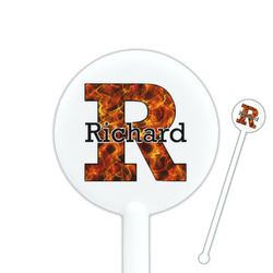 Fire 5.5" Round Plastic Stir Sticks - White - Double Sided (Personalized)