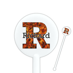 Fire 5.5" Round Plastic Stir Sticks - White - Single Sided (Personalized)
