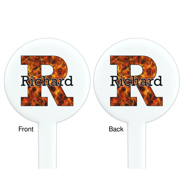 Fire White Plastic 7" Stir Stick - Double Sided - Round - Front & Back