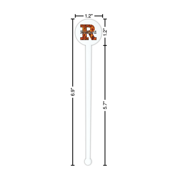 Fire White Plastic 7" Stir Stick - Round - Dimensions