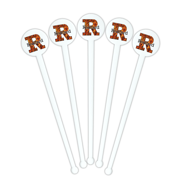 Fire White Plastic 7" Stir Stick - Round - Fan View