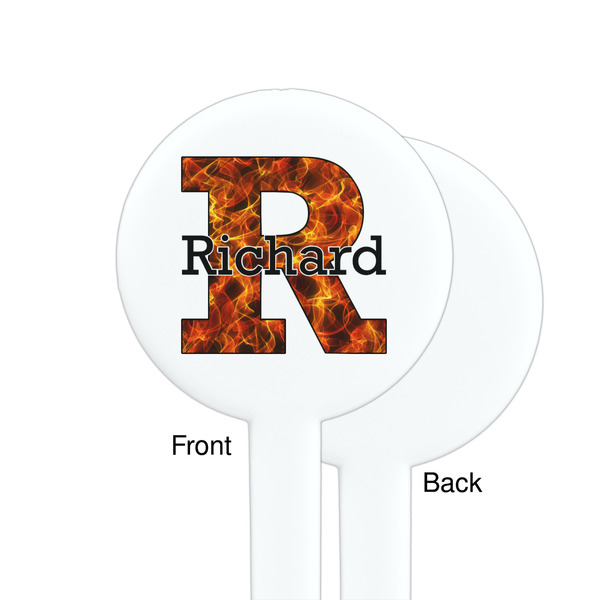 Fire White Plastic 7" Stir Stick - Single Sided - Round - Front & Back