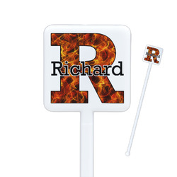 Fire Square Plastic Stir Sticks - Double Sided (Personalized)