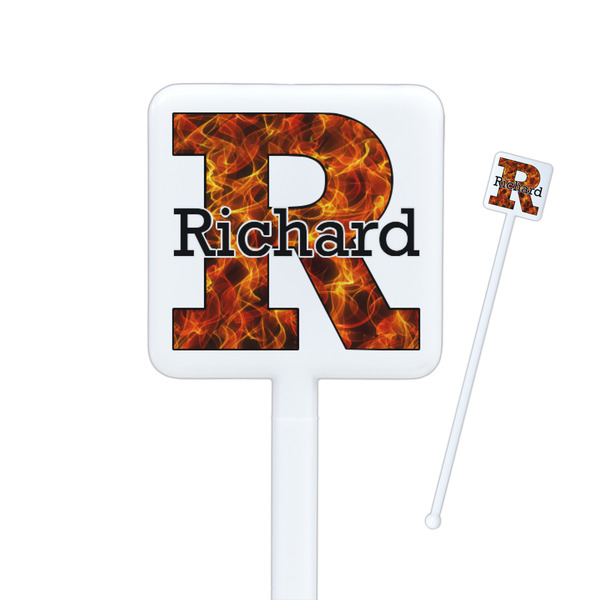 Custom Fire Square Plastic Stir Sticks (Personalized)