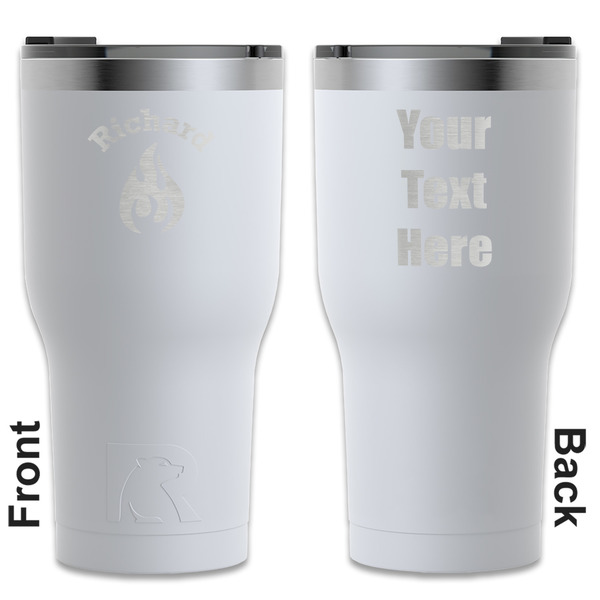 Custom Fire RTIC Tumbler - White - Engraved Front & Back (Personalized)