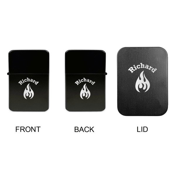 Fire Windproof Lighters - Black, Double Sided, w Lid - APPROVAL