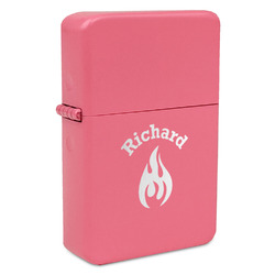 Fire Windproof Lighter - Pink - Single Sided & Lid Engraved (Personalized)