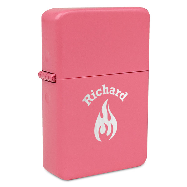 Custom Fire Windproof Lighter - Pink - Single Sided (Personalized)