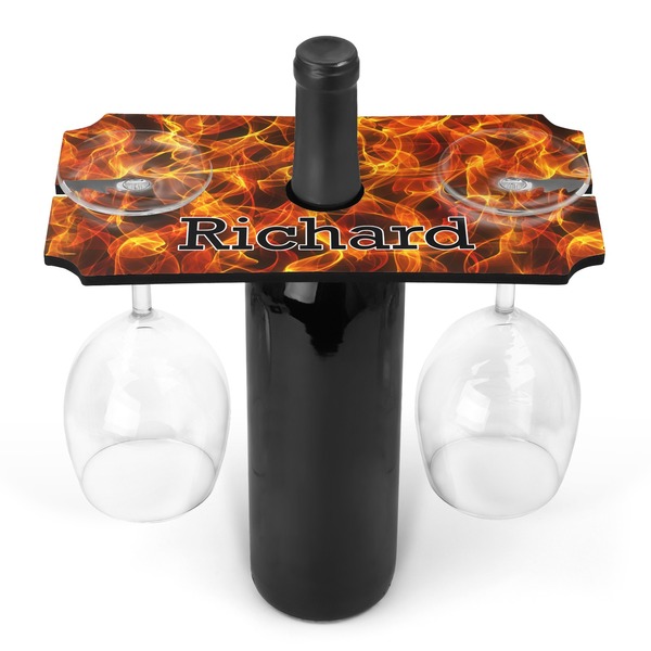 Custom Fire Wine Bottle & Glass Holder (Personalized)