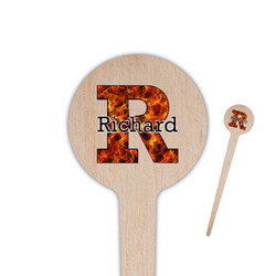 Fire 4" Round Wooden Food Picks - Single Sided (Personalized)