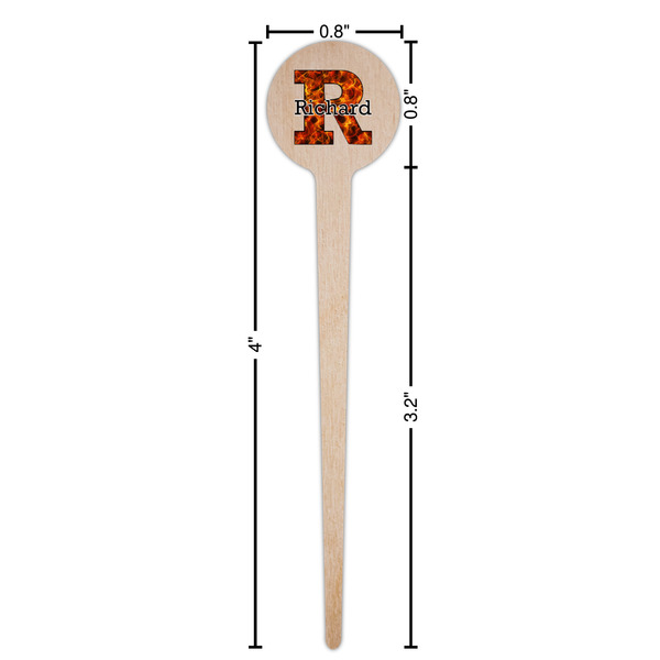 Fire Wooden 4" Food Pick - Round - Dimensions