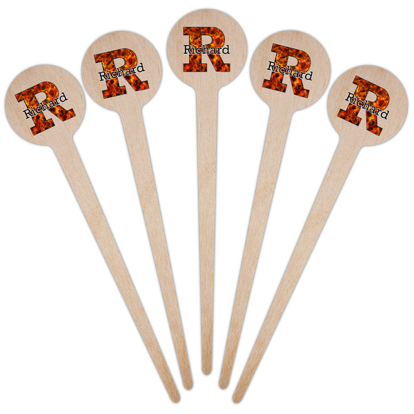 Fire Wooden 4" Food Pick - Round - Fan View