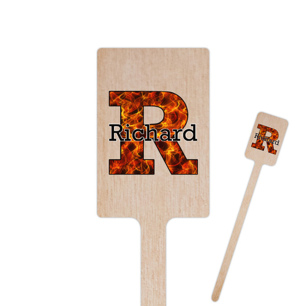 Custom Fire 6.25" Rectangle Wooden Stir Sticks - Double Sided (Personalized)