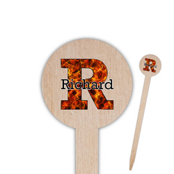 Fire 6" Round Wooden Food Picks - Single Sided (Personalized)