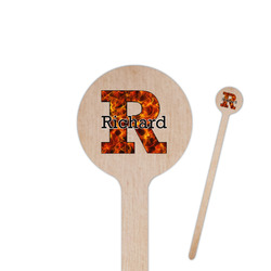 Fire 6" Round Wooden Stir Sticks - Single Sided (Personalized)