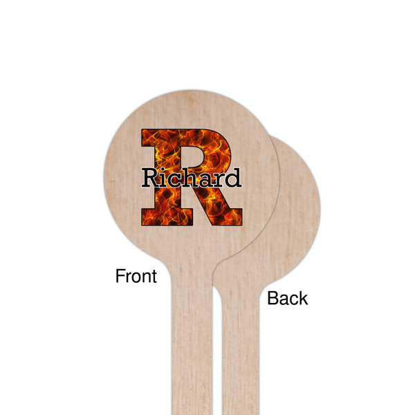 Fire Wooden 7.5" Stir Stick - Round - Single Sided - Front & Back