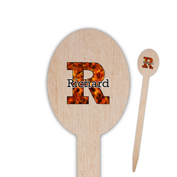 Custom Fire Oval Wooden Food Picks - Double Sided (Personalized)